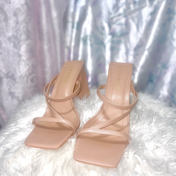 NUDE PINK SQUARE TOE HEEL - Picture 3 of 4